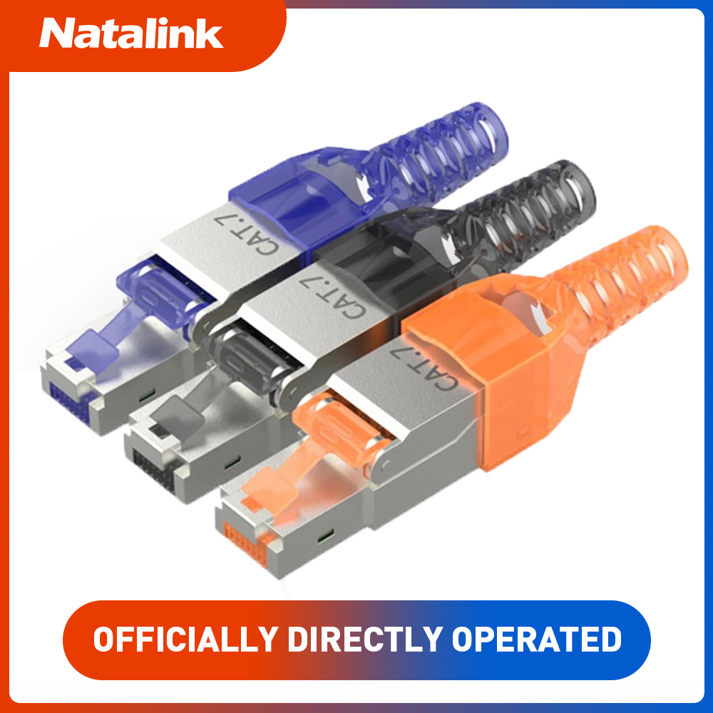 Natalink  rj45 kat. 8 kat. 7 kat. 6a -kontakt verktøyfri  rj45- terminering verktøyfri plugg gjenbrukbar skjermet til ethernetkabler 10 gbps
