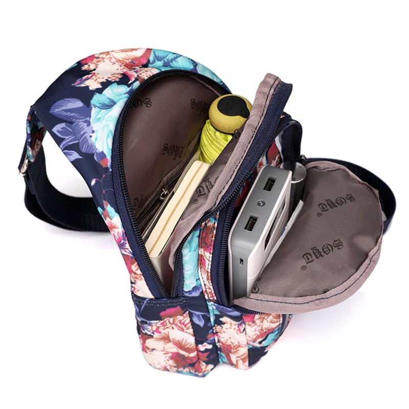 Motivo Floreale di modo Delle Signore di Sacchetto di Petto di Alta Qualità Warterproof Borsa Da Viaggio in nylon Sacchetto di Crossbody per Le Donne fionda Borsa messaggero Borsa