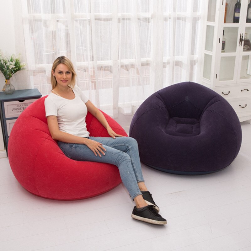Modern ball shape flocking PVC inflatable sofa , living room bean bag chair