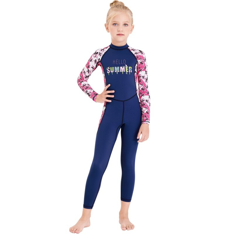 Kids Girls Boys Diving Suit Anti-proof Wetsuit Children Keep Warm One-piece Long Sleeves Swimwearym2 ly: Blue / M