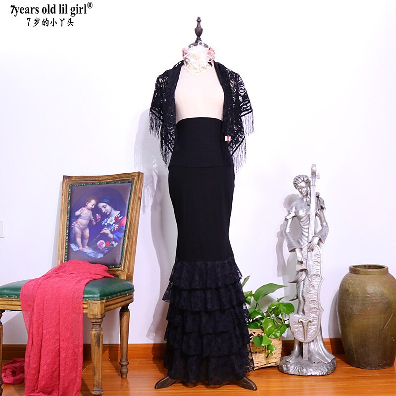 Spaanse Dans Jurk Flamenco Dans Praktijk Rok Flamenco Rok Multilayer Spaans Rok Dans Slijtage Vrouwen Fishtail Rok ENN02: S