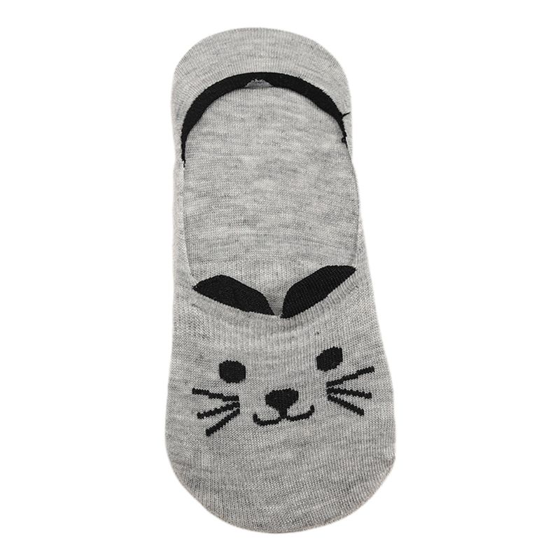 Calcetines de algodón antideslizantes con estampado Animal de gato, zorro, cerdo, chicas japonesas, calcetines invisibles con orejas 3D, boca superficial: 2