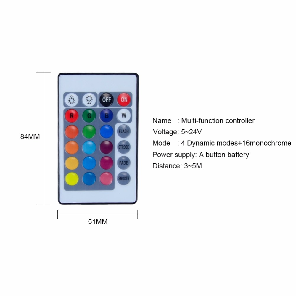 5V-24V USB RGB LED Controller RF IR 3 17 24 Key RGB LED Dimmer 4 Pin USB Interface Apply To 5050 2835 3528 RGB USB LED Strip