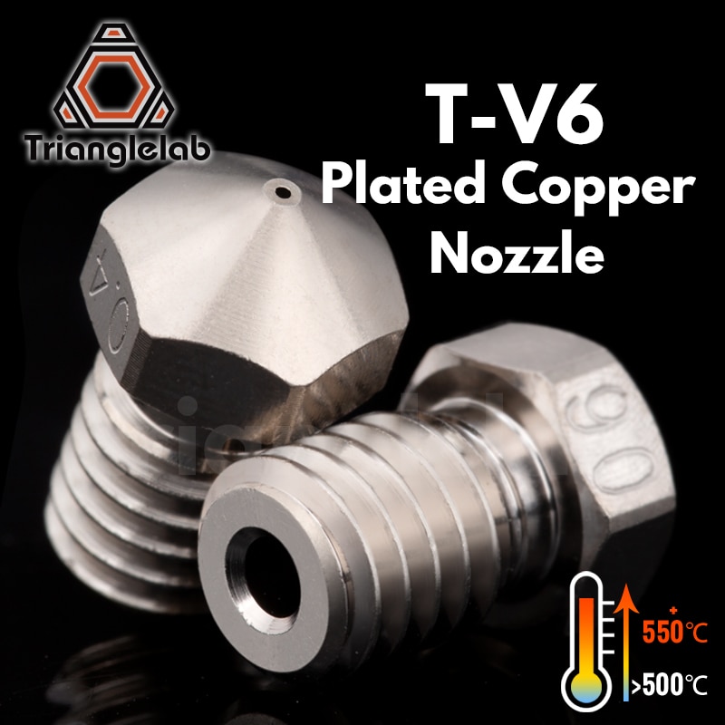 Trianglelab T-V6 Plated Copper Nozzle Durable Non-stick High Performance For 3D Printers M6 Thread For E3D V6 Dragon Hotend
