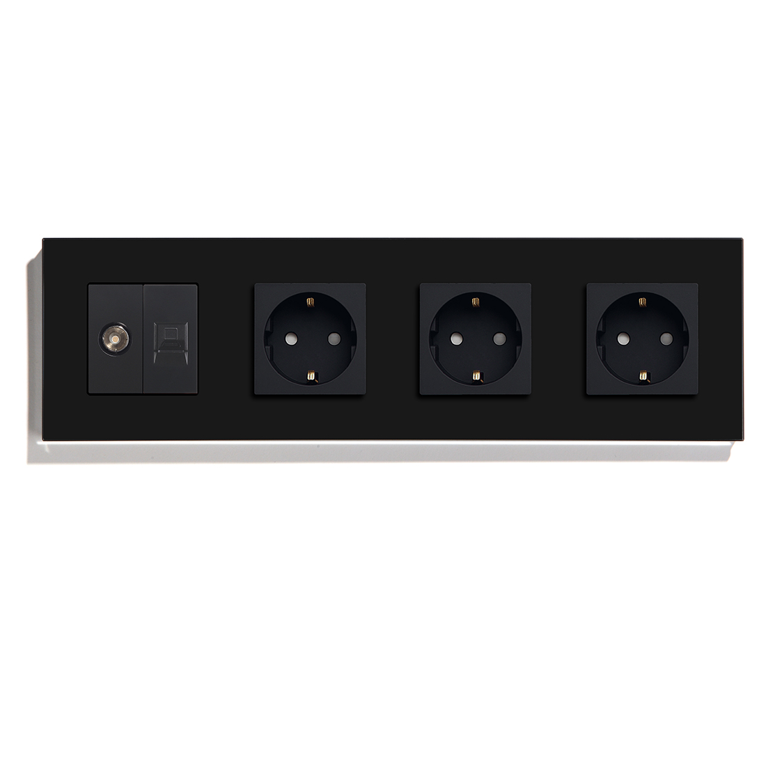 Bingoelec – Triple prise murale Standard ue, panneau en verre blanc noir, pour ordinateur, Internet, Rj45, amélioration de l'habitat: Type 12