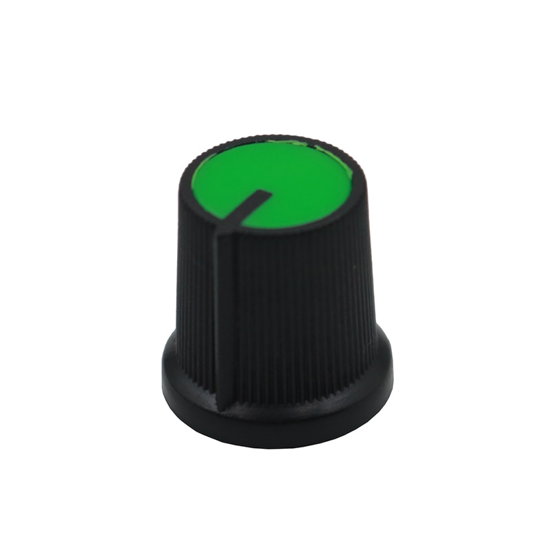 12 Uds seis colores cara negro perilla rotativa potenciómetro de conmutación volumen puntero agujero 6mm