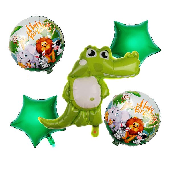 5 Pieces Cartoon Panda Balloons Kit 18 Inch Star & 18 Inch Round Happy Birthday Decor Balloon Animal Party Mylar Balloon