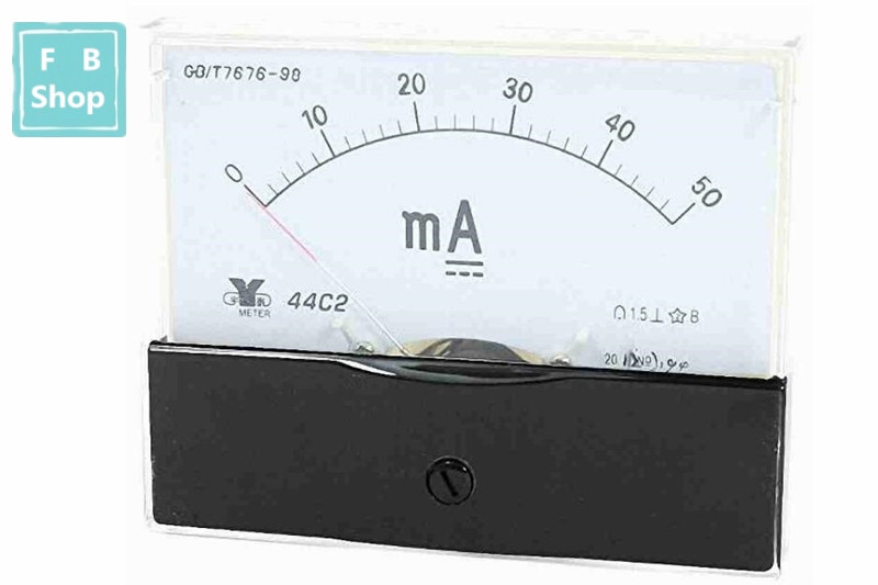 44C2 1mA 2mA 5mA 10mA 20mA 30mA 50mA 75mA 100mA 200mA 300mA 500mA DC Amperímetro analógico actual medidor de prueba mecánica Header amperímetro