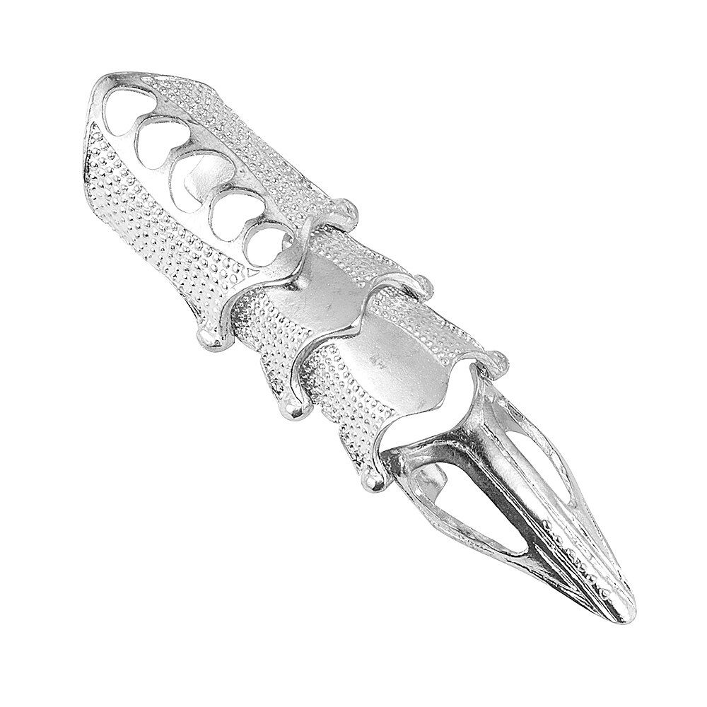 2022 Mode Koele Mannen Jongens Punk Gothic Rock Scroll Joint Armor Knuckle Metalen Volledige Vinger Ringen Goud Cospaly Diy ringen: silver