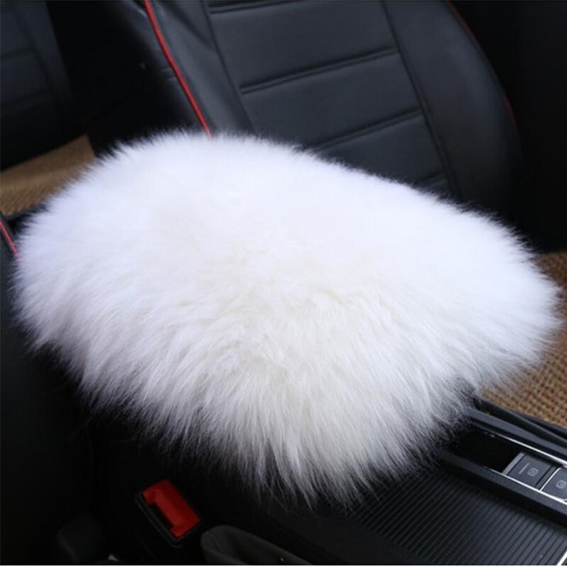 Auto Pluche Armsteun Cover Faux Fur Auto Center Arm Rest Console Pad Wol Kussen Protector Universal Voor Suv/Vrachtwagen/Auto: White