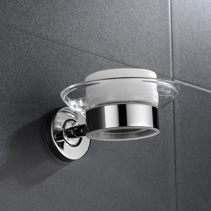 Zeepbakje Houder Met Glas Schotel Wandmontage Zeephouder Rvs Badkamer Hardware Minimalistische stijl