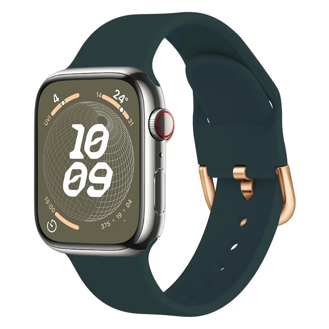 Bracelet en Silicone pour Apple Watch Ultra 2 49mm 10 9 8 7 46mm 45mm 41mm, boucle de couleur pour IWatch 6 5 4 3 SE 44mm 42mm 40mm: Argent blanc / 12mm