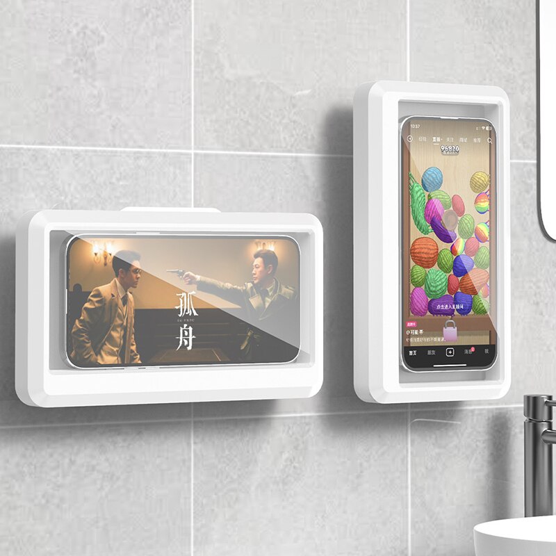 Badkamer Waterdichte Telefoonhouder Thuis Muur Telefoon Case Stand Box Zelfklevende Touchscreen Telefoonbeugel Douche Afdichting Opslag
