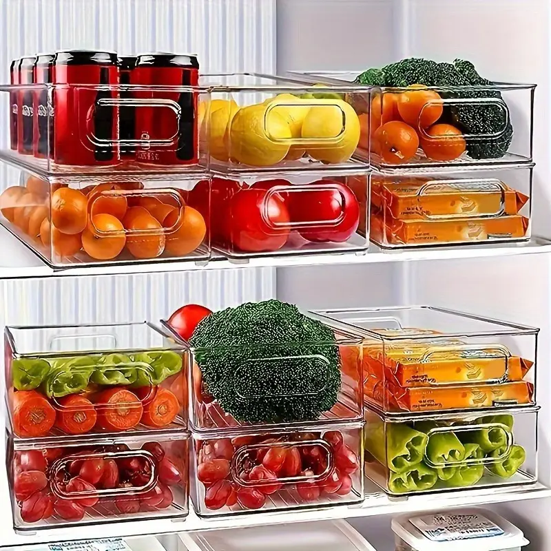 Box with Hand Kitchen Accessor Refrigerator Food Storage Container Refrigerator Organizer Bins Stackable Fridge Food Storage