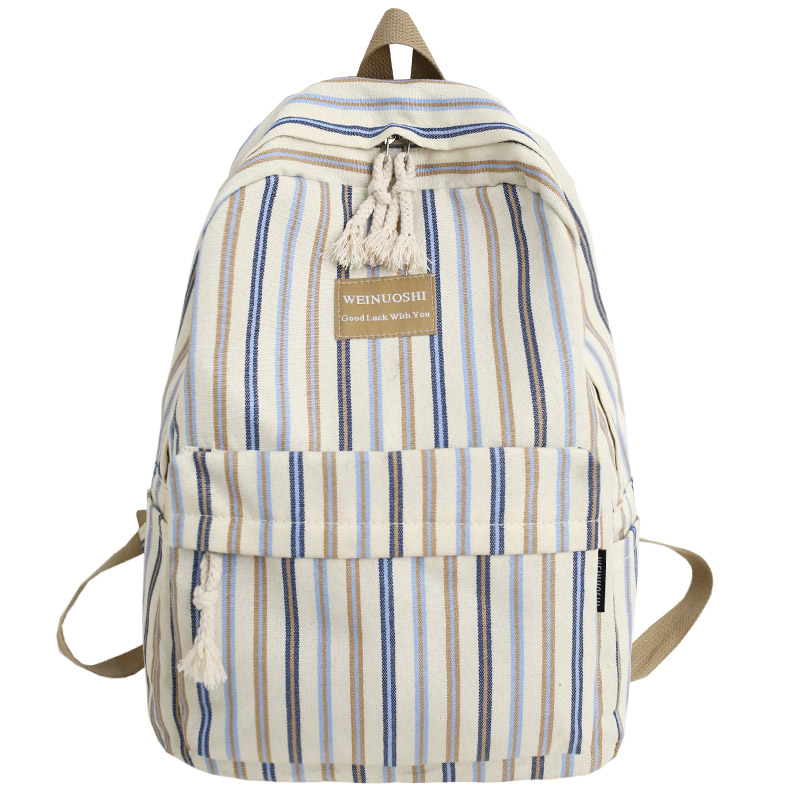 Femme toile Plaid sac à dos étudiant femmes sac d'école fille rayé mignon sacs à dos kawaii streak dames harajuku sac livre adolescent: blue