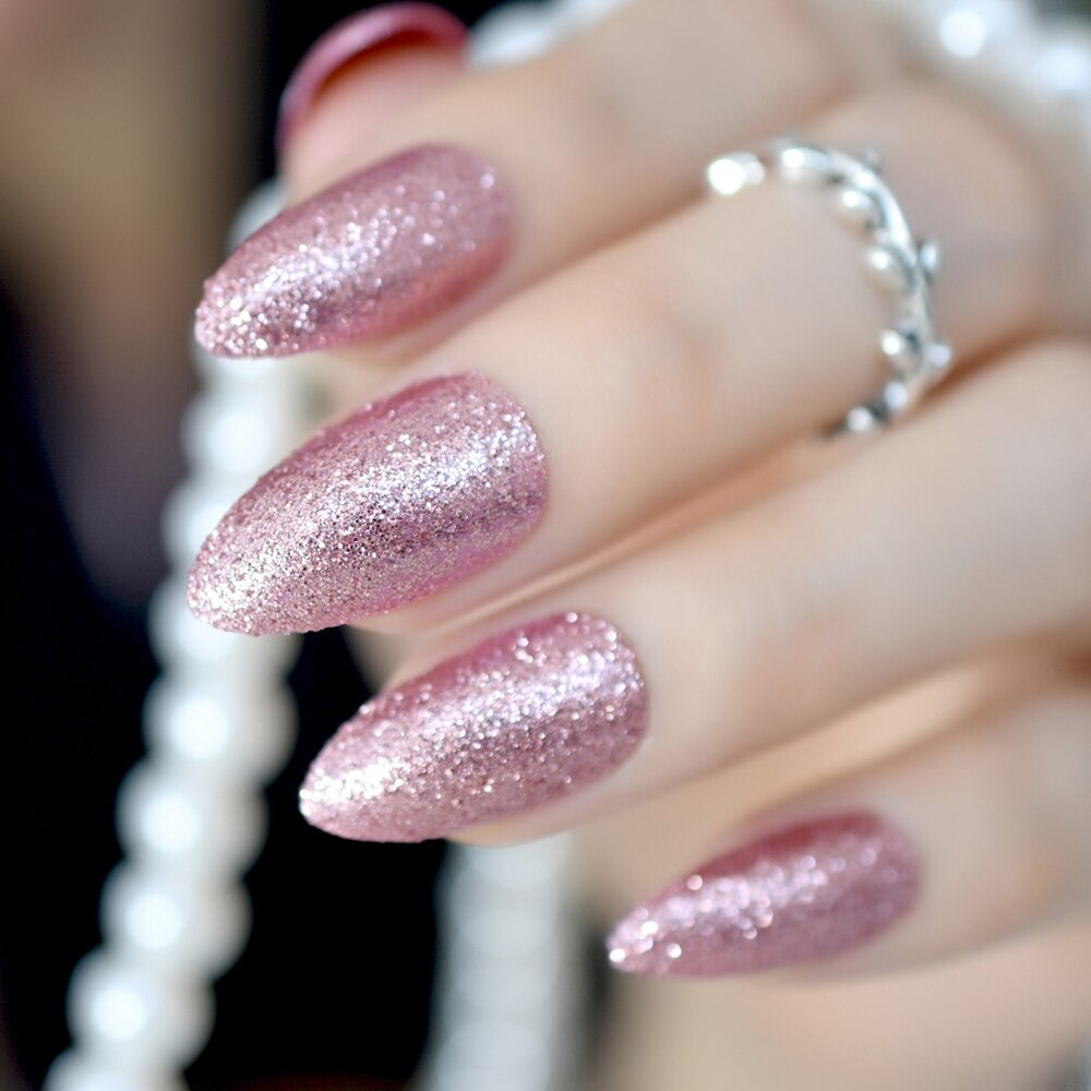 Zwart Ombre Franse Nagels Sharp Ending Acryl Nail Tips Glitter Gel Cover Gradiënt Wees Nagels Valse met Lijm Tabs: Z874