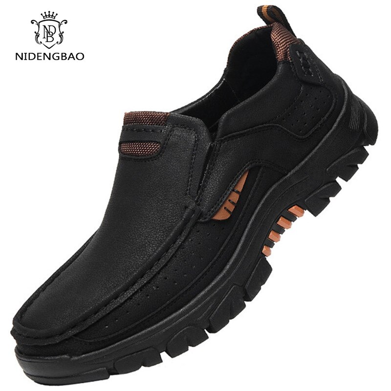 Våren herre fritidssko skinn loafers utendørs herresko delt skinn flate mokasiner menn joggesko stor størrelse 39-48