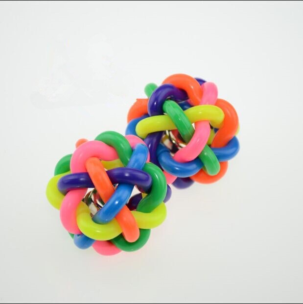 Juguete colorido para loros con campana, jaula para pájaros, pelota de juguete para loros medianos y grandes, suministros para pájaros grises africanos D413, 2 unids/lote: Default Title