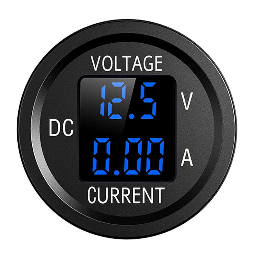 Bil digitalt panel voltmeter meter letvægts personlig ammeter spænding strøm tilbehør til 12-24v bil lastbil: Blå