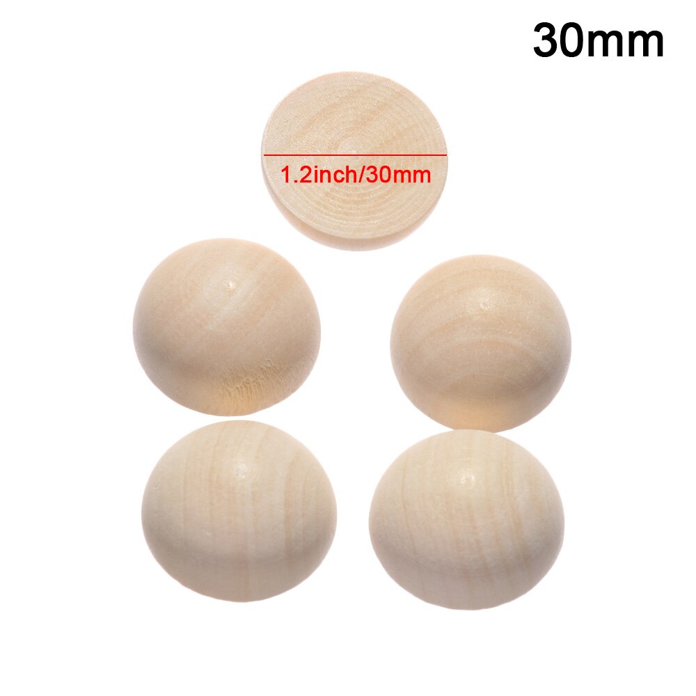 5/10 Pcs Eco-Friendly Natural Half Wooden Beads Wood Half-faced Split Round Balls for Home DIY Crafts Making Unfinished Supplies: 30mm-5PCs
