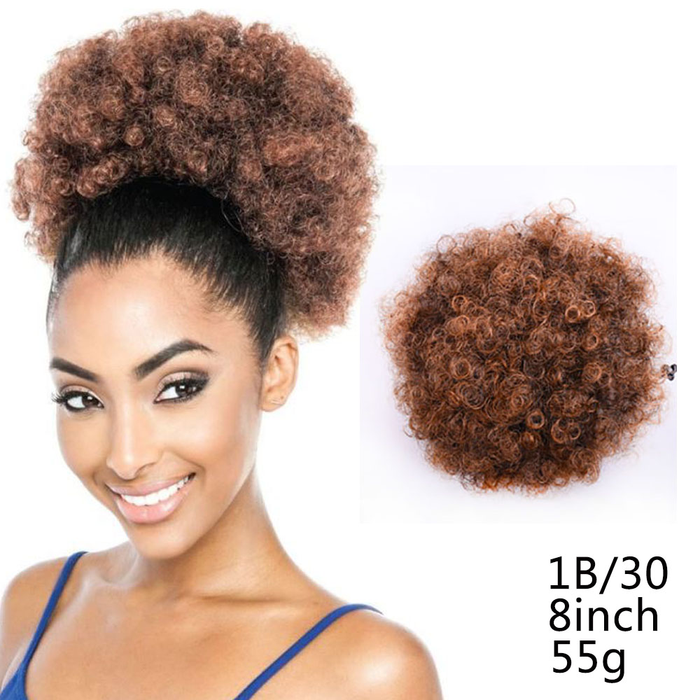 Krótki afro ptyś syntetyczny przyrząd robić koka z włosów Chignon treska dla kobiet dzieci peruka sznurkiem kucyk perwersyjne kręstożek dopinki na klips: T1b/30