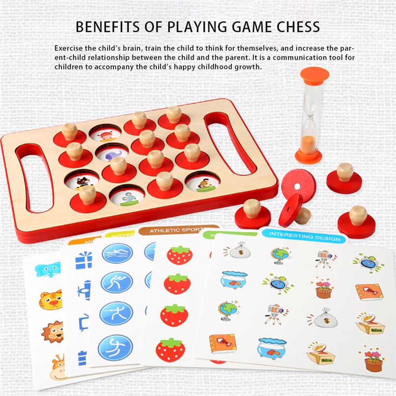 Kids Wooden Memory Stick Chess Game Fun Block Board Game Educational Color Cognitive Ability Toy For Children #30D23