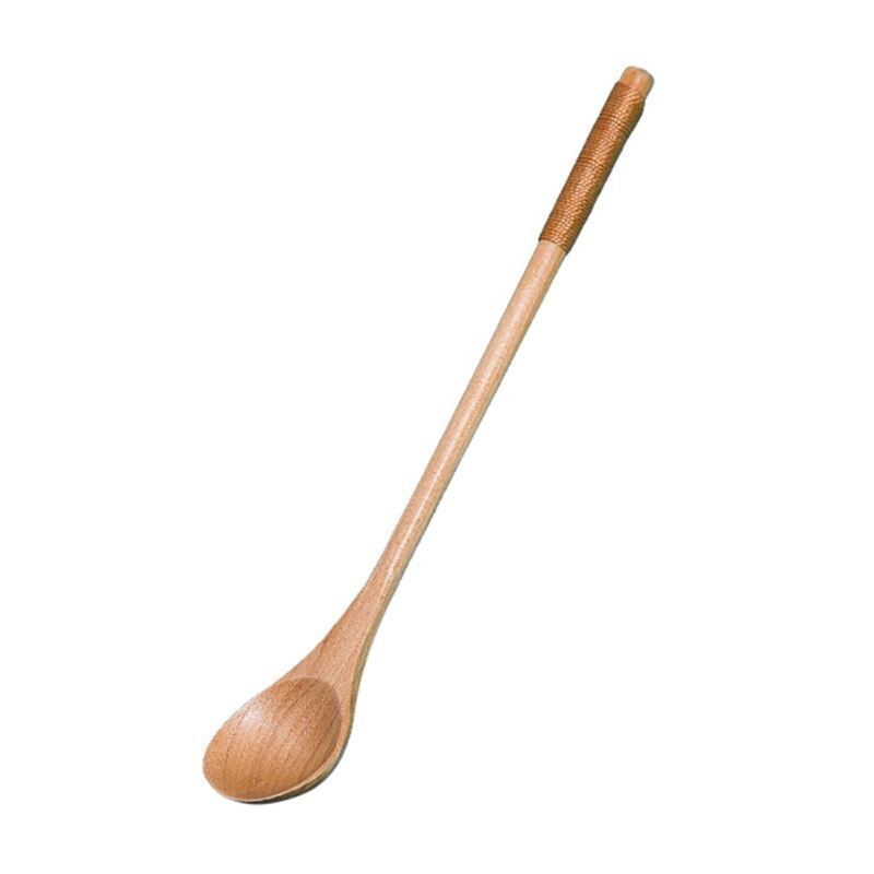 Long Handle Wooden Spoons Dessert Coffee Stirring Spoon Chinese Natural Wood Spoon Tableware Kitchen Honey Mixing Spoon Stirrer: 2