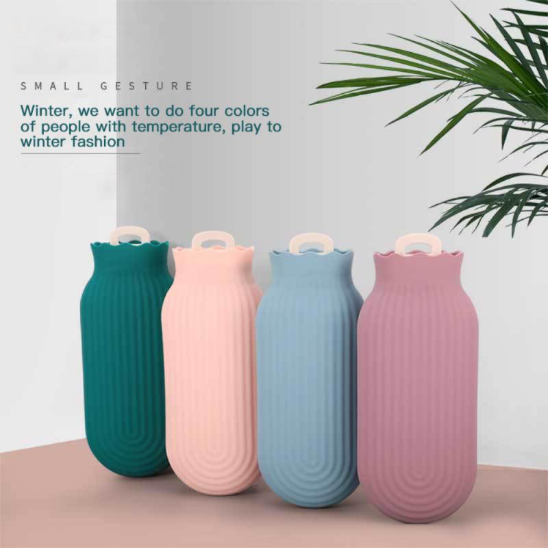 Bouillotte couleur unie épais en plastique Silicone bouillotte Irrigation chauffe-mains Palace sac