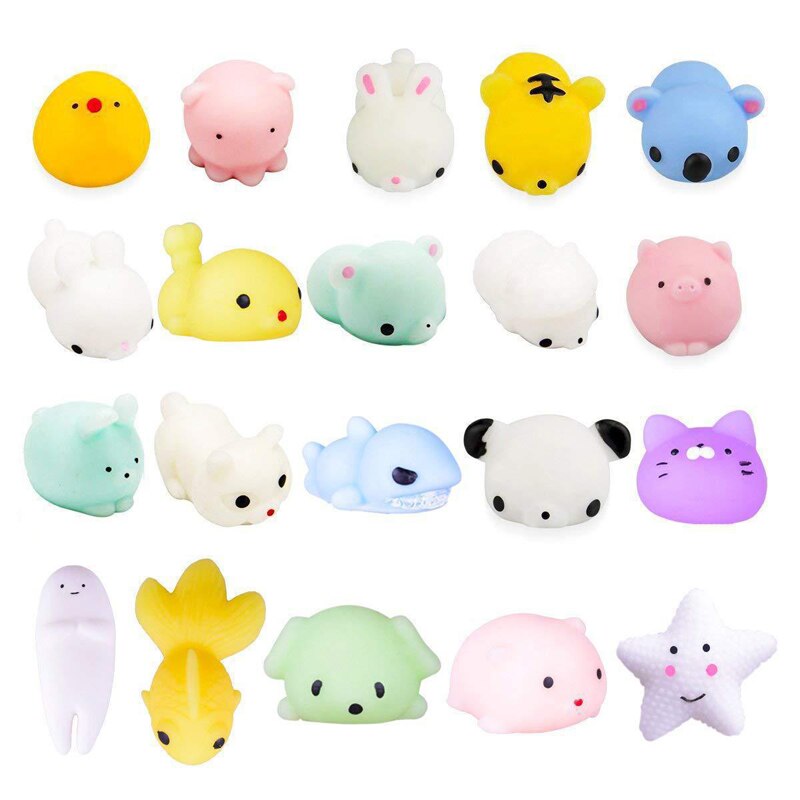 Balle anti-Stress à presser Mochi, jouet en forme d&#39;animal mignon, anti-Stress, doux et collant, amusant: Random 5PCS
