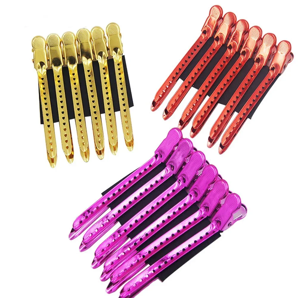 12pcs Alligator Hair Clips Hairdressing Clamps Steel Hairpins Hair Claw Barber For Curly Hair Style Partition Clips