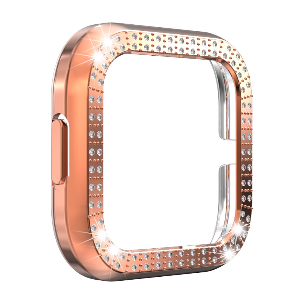 1Pc Diamond Watch Case Plating Pc Beschermende Shell Bumper Beschermende Casefor Fitbit Versa 2 Smart Horloge Accessoires: rose gold