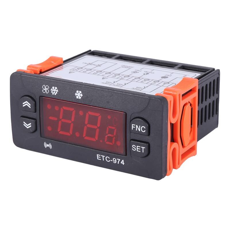 ETC-974 Mini Temperatuurregelaar Koelkast Thermostaat Regulator Temperatuurregelaar Thermokoppel Ntc Dual Sensor 220V