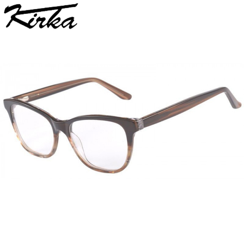 Kirka Woman Eyeglasses Frames Female Computer Glasses Frame Brown/Green Crystal Patchwork Women Men Glasses Eyewear WD3083: WD3083 C3