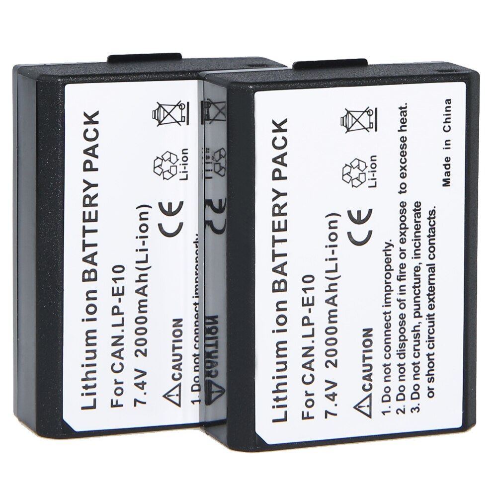 AOPULY 2Pcs Bateria 2000mAh LP-E10 LP E10 Batterie Digitale Camera li-ion Batterij Voor Canon 1100D Rebel T3 Kus x50 LPE10 7.4V z1