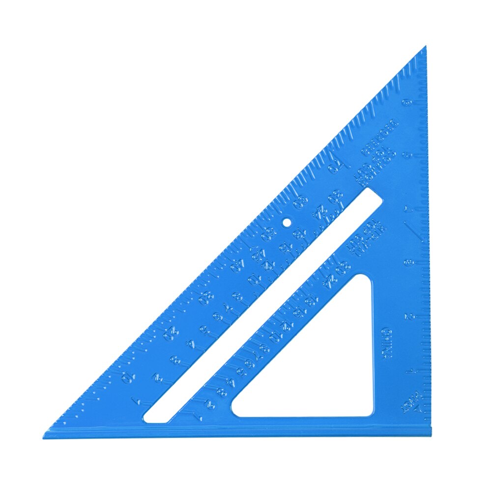Regla Triangular de 7 pulgadas, regla métrica de aleación de aluminio, para carpintería, probador de ángulo cuadrado Triangular, regla de ángulo transportador: Style B Blue