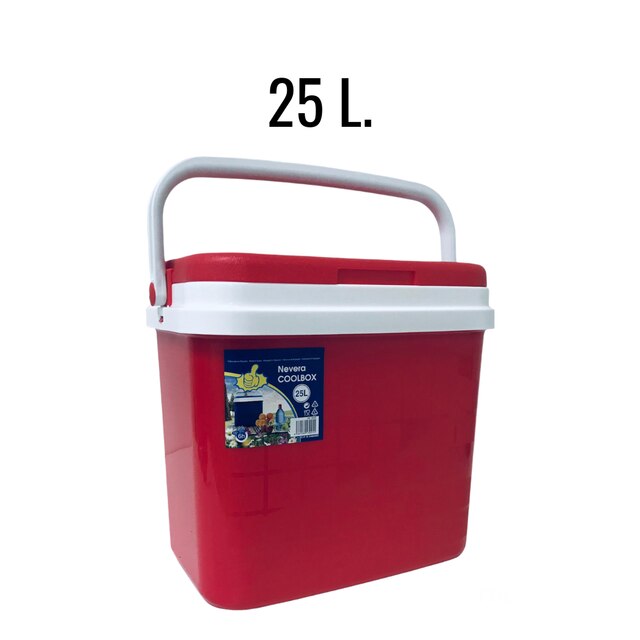 KROWN - Nevera Portátil Térmica, Rojo y Blanco, Polipropileno, Ideal Para Actividades al Aire Libre, Camping en el Jardín, Barbacoas, Pícnic, Playa. Capacidad - 10 Litros / 16 Litros / 25 Litros / 32 Litros: Nevera 25L Rojo