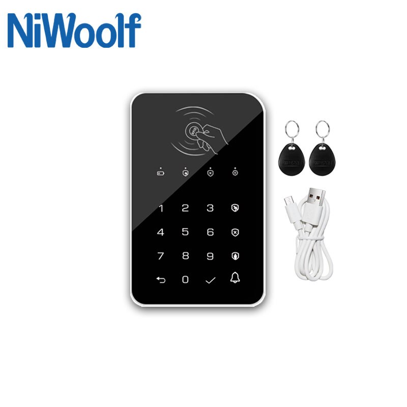 433MHz Wireless Touch Keyboard 2pcs RFID Card Arm Or Disarm Password Keypad For Smart Home Alarm Host Tuya Wifi GSM Alarm System