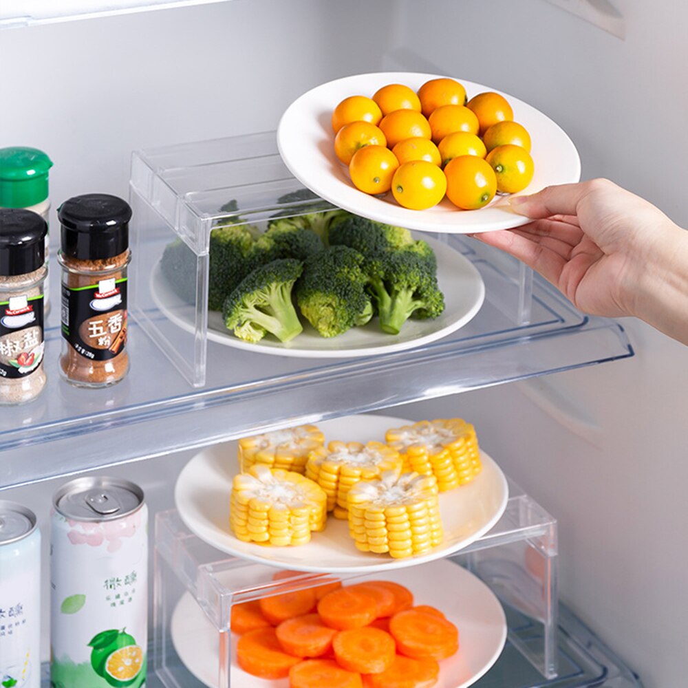 Transparant monteren koelkast plankverdeler ruimtebesparend rek koelkastopslag koelkastverdeler standaard keukenorganizer
