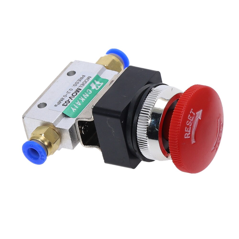 1PCS Red Mushroom Cap Emergency stop Button Self Lock 2 Position 3 Way Air Pneumatic Mechanical Valve MOV-3 1/8" Thread