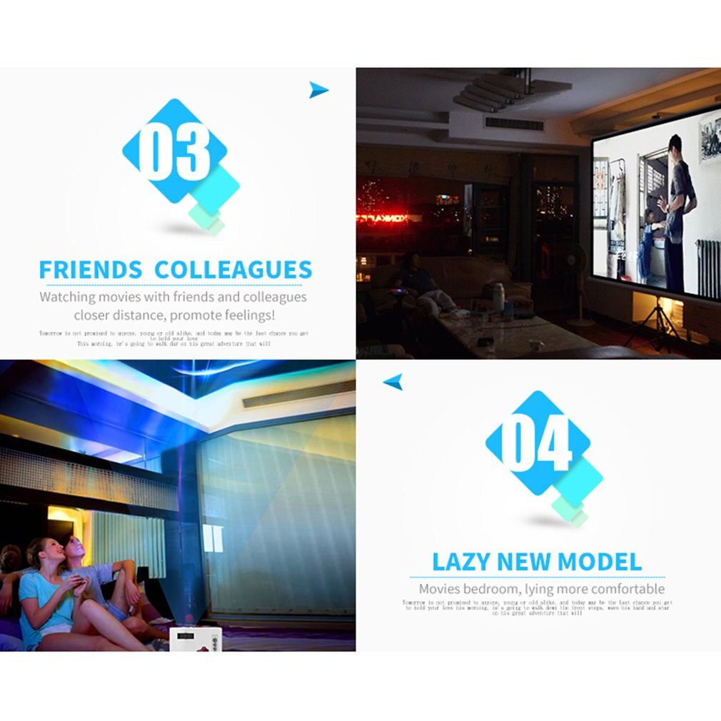 UC18 Hd 1080P Tft Lcd Compact Siz Ehome Mini Hd Projector Tv Multi-Media Player Theater Home Cinema video Projector