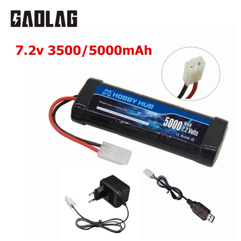 7.2V 5000mAh Ni-MH SC battery and 7.2v charger for RC toys tank car Airplane Helicopter With Tamiya Connectors 7.2 v battery