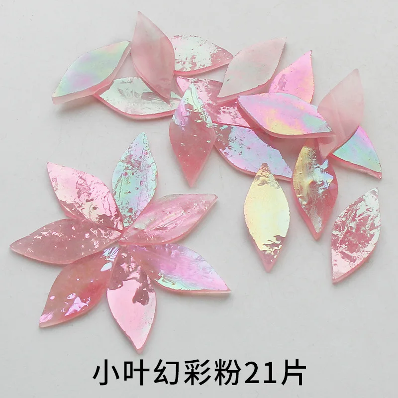 Farbe Blattförmige Mosaikfliesen Buntglasmosaik DIY handgemachte Untersetzer Mosaik Puzzle Herstellung Kunst Wanddekoration Lieferungen