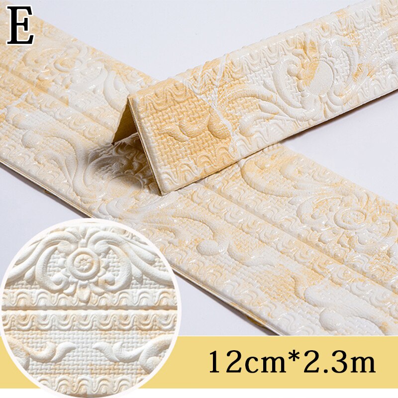 3D Foam Muur Rand Strip Stickers Zelfklevende Waterdicht Plafond Decoratie Plint Hoek Taille Lijn Sticker: E