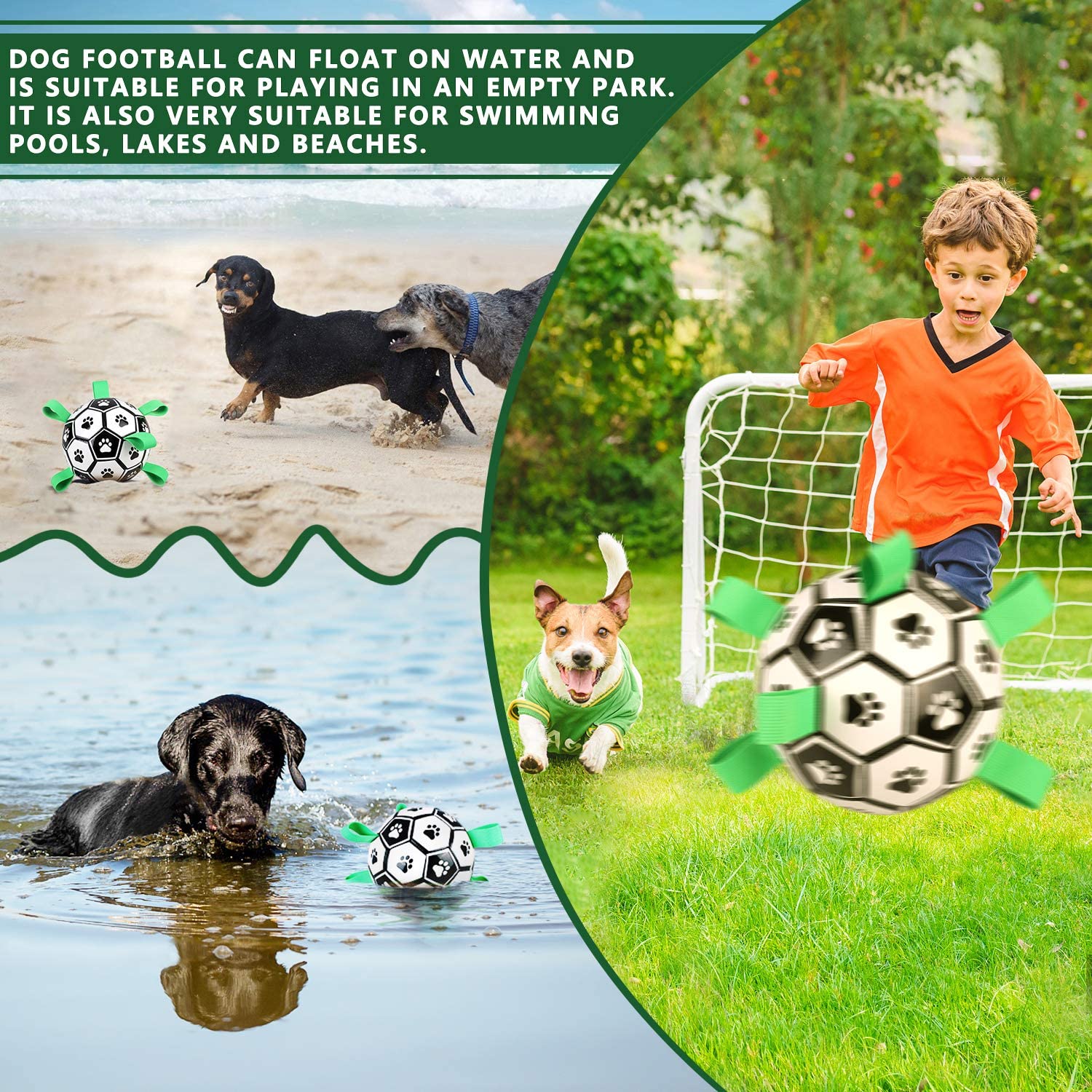 Juguetes interactivos de fútbol para mascotas, con lengüetas de agarre, entrenamiento al aire libre, pelota de fútbol para morder para perros, accesorios para perros