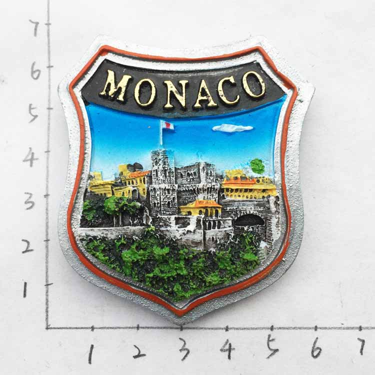 Europæisk monaco gammelt slot palads vartegn arkitektonisk turisme souvenirs monte cario harpiks dekorative magneter ideer: Burgunder