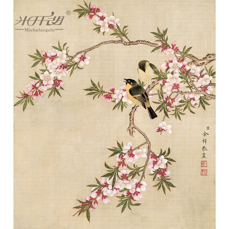 Michelangelo træ puslespil 500 stykke yu zhi fersken blomst blomst fugl kinesisk maleri kunst kid pædagogisk legetøj hjem indretning