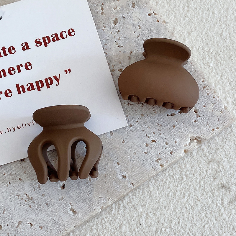 Women Vintage High Ponytail Fixed Geometric Small Hair Claws Lady Convenient Headband Hair Clip Hairpin Hair Accessories: 2pcs brown