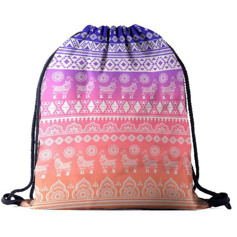 Rugzak trekkoordtas 3d print alpaca dames heren dagelijks casual meisjes mochila knapzak vrouwelijk bundel zak touw tassen: Bpa 700062
