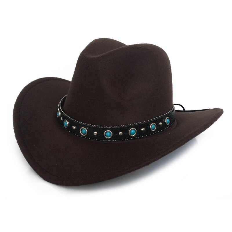 Summer Men Cowboy Hat Women Retro Vintage Turquoise Leather Strap Cowboy Cowgirl Caps Western Summer Sun Hat B87: 8
