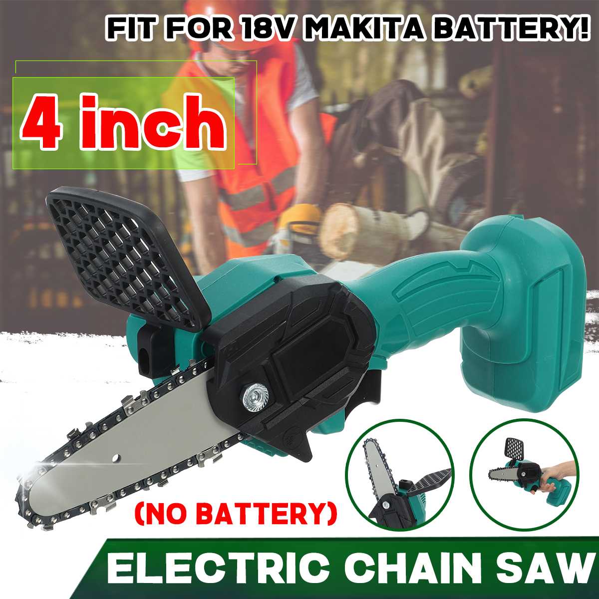 Cordless Electric Chainsaw Mini Electric Chain Saw 4 inch 600W Electric Pruning Saw Portable Electric Saw for 18V Makita Battery